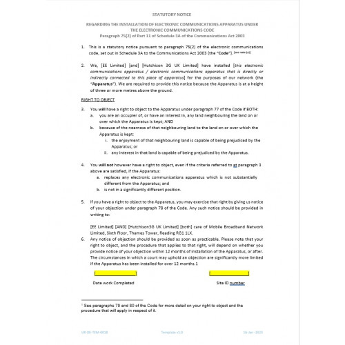 (TO BE DISCONTINUED & REPLACED BY PARA75-EEH3G-MBNL) EE & H3G  Paragraph 75 - A4 Laminated